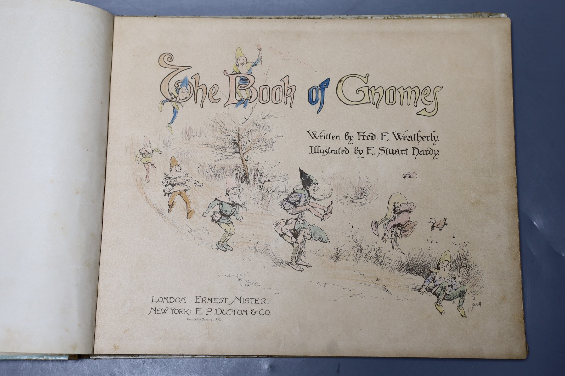 Weatherly, Fred E. - The Book of Gnomes. illus. throughout (incl. title and coloured plates), cloth-backed pictorial boards, oblong, 4to.